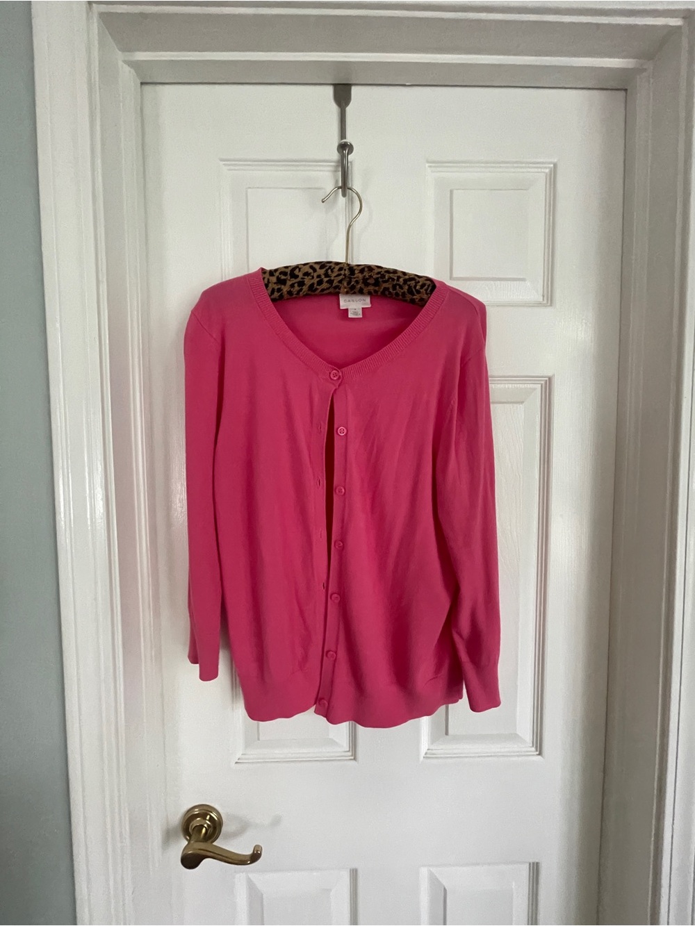 Caslon Hot Pink Button-Front Cardigan